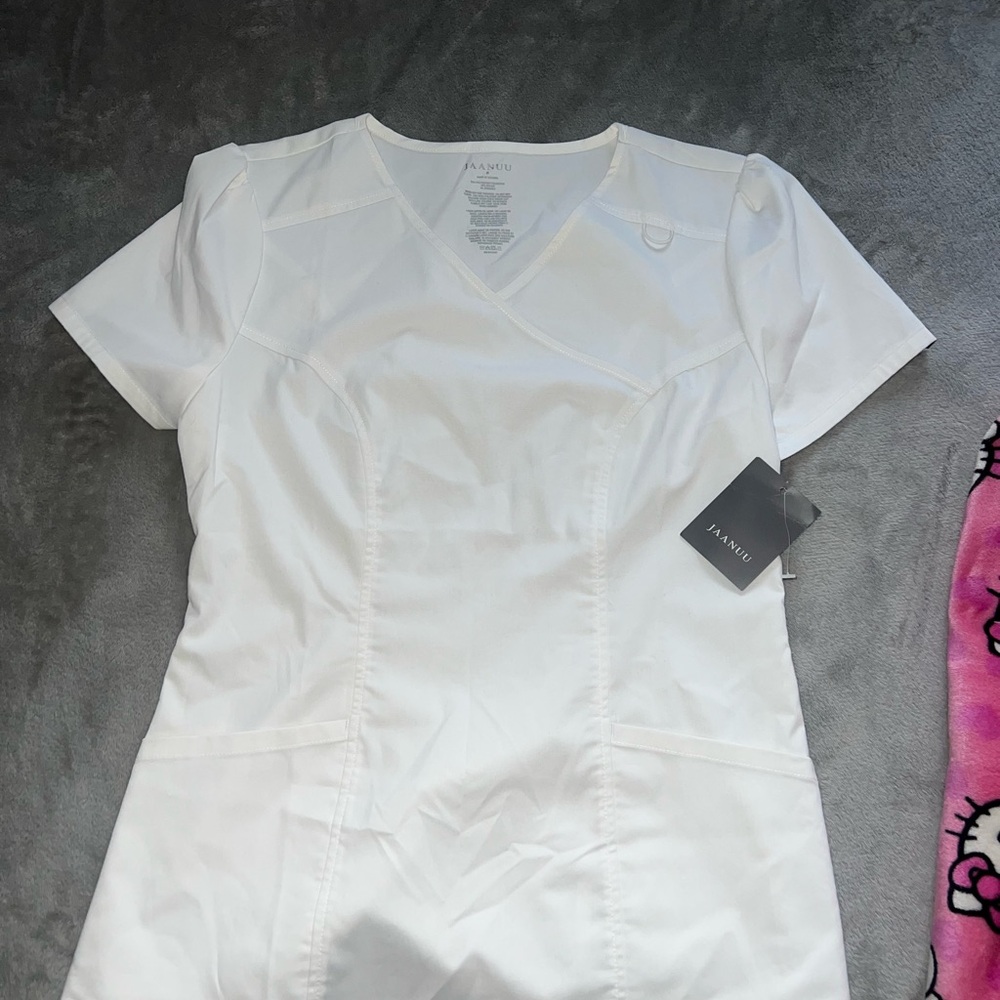 Jaanuu Classic White Scrub Top